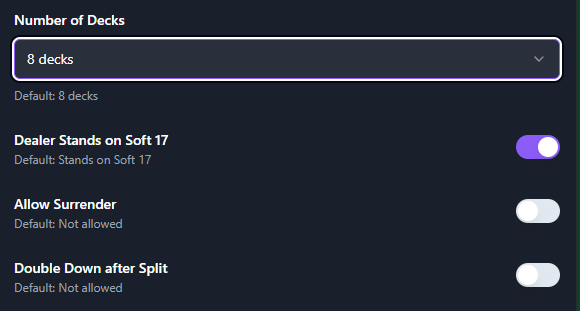 Casino Rule Settings