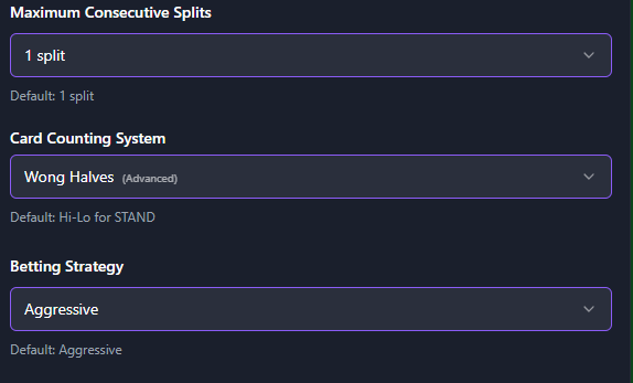 Advanced Counting Settings