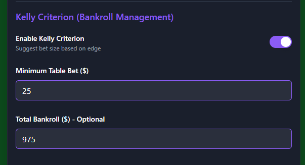 Configuración de Criterio de Kelly