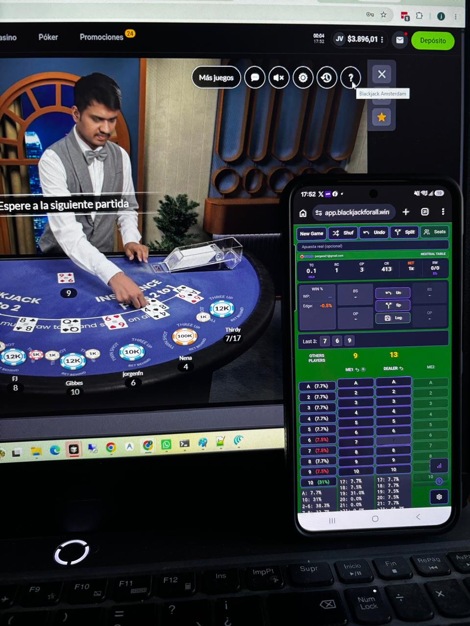 Mobile Mode: casino on laptop, BJ4A on your phone